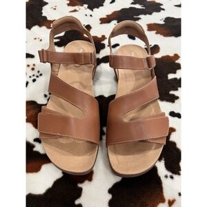 Easy Spirit Women's Mavey Round Toe Strappy Sandals Brown Leather Size 11N New